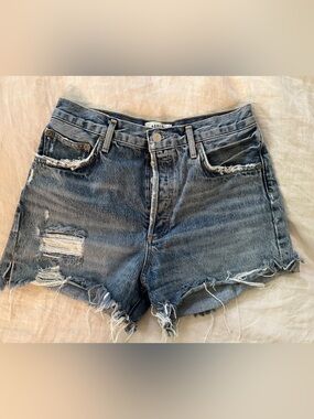 AGOLDE Dee distressed high-rise cut-off jean shorts - size 29